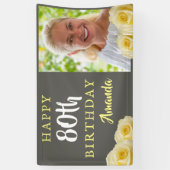 Gele rozenbloem 80e verjaardag Foto Spandoek (Verticaal)