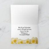 Gele rozenbloem 80e verjaardag kaart (Binnen)