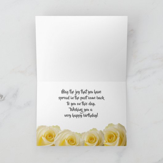 Gele rozenbloem 80e verjaardag kaart (Binnen)