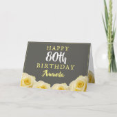 Gele rozenbloem 80e verjaardag kaart (Voorkant)