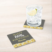 Gele rozenbloem 80e verjaardag kartonnen onderzetters (Insitu)