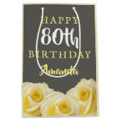 Gele rozenbloem 80e verjaardag medium cadeauzakje (Voorkant)