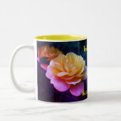 Gele rozenbloem Aangepast Tweekleurige Koffiemok (Links)