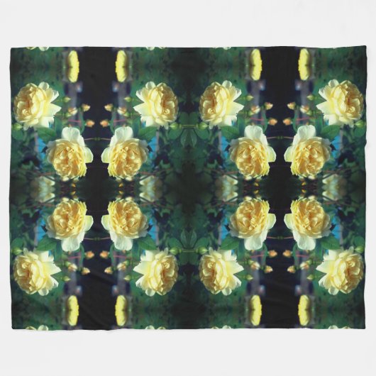 Gele rozenbloem Abstract Fleece Deken (Voorkant (Horizontaal))