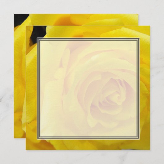 gele rozenbloem, bruiloft, feest; kaart (Voorkant / Achterkant)