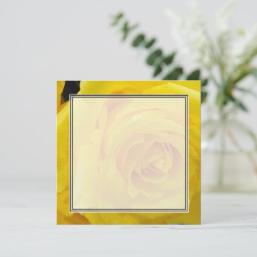 gele rozenbloem, bruiloft, feest; kaart (Staand voorkant)