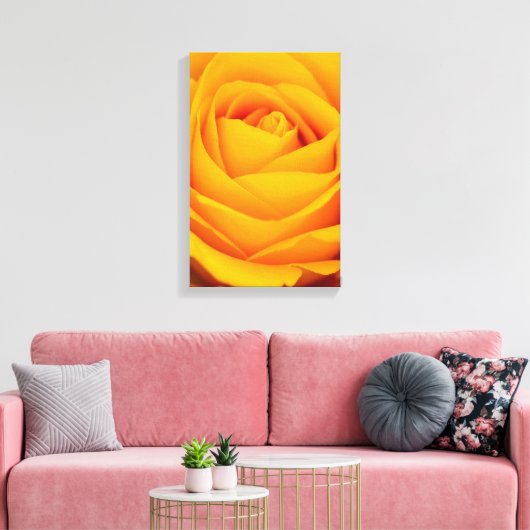 Gele rozenbloem Canvas druk (Insitu (Woonkamer))