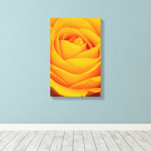 Gele rozenbloem Canvas druk (Insitu (Houten vloer))