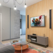 Gele rozenbloem en rode rozentoppen poster