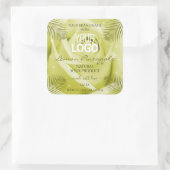 Gele rozenbloem Etiketten op palmbladeren Logo (Tas)