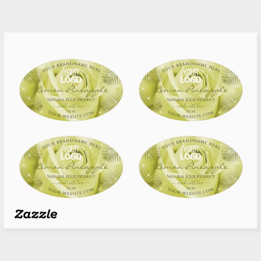 Gele rozenbloem Etiketten op palmbladeren Logo (Vel)