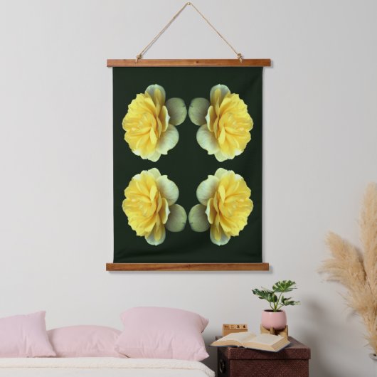 Gele rozenbloem in Bloom Mirror Abstract Hangend Wandkleed (Slaapkamer)