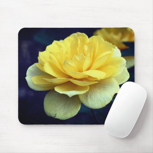 Gele rozenbloem muismat (Met muis)