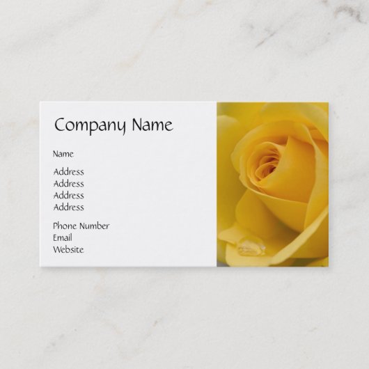 Gele rozenbloem visitekaartje (Voorkant)