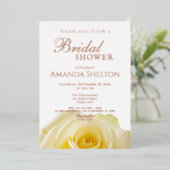 Gele rozenbloem Vrijgezellenfeest Goud Roos Folie Uitnodiging (Staand Voorkant)
