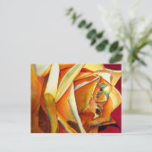 Gele rozenbloem, waterverf briefkaart (Staand voorkant)