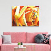 Gele rozenbloem, waterverf canvas afdruk (Insitu (Woonkamer))