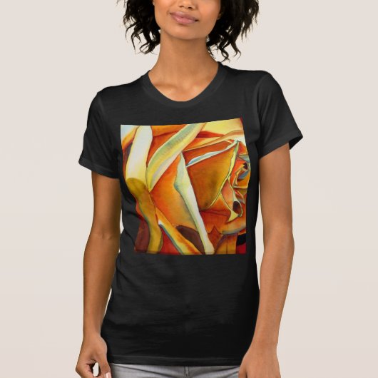 Gele rozenbloem, waterverf t-shirt (Voorkant)