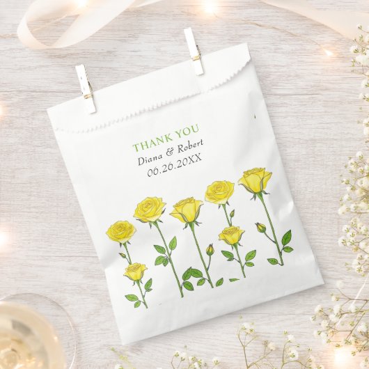 Gele rozenbloemen bloemendank u bruiloft bedankzakje (Geknipt)