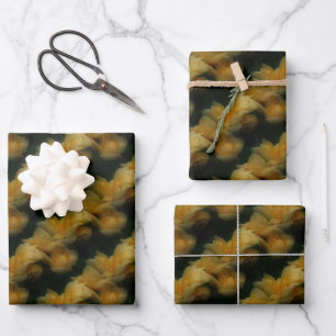Gele rozenbloemen Natuur Kunstpatroon Inpakpapier Vel