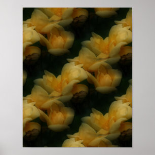 Gele rozenbloemen Natuur Kunstpatroon Poster