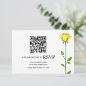 Gele rozenbloemen QR code bloemenbruiloft RSVP Kaartje (Staand voorkant)