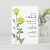 Gele rozenbloemen romantische bloemenbruiloft kaart (Staand voorkant)