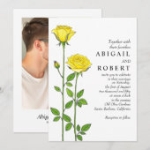 Gele rozenbloemen romantische bloemenbruiloft kaart (Voorkant / Achterkant)