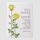 Gele rozenbloemen romantische bloemenbruiloft vellum uitnodigingen (Voorkant)