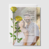 Gele rozenbloemen romantische bloemenbruiloft vellum uitnodigingen (Offset (Koppel))