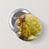 Gele rozenbruin (Button) Ronde Button 5,7 Cm (Voorkant /achterkant)