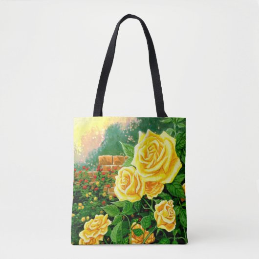Gele rozenCanvas tas, geverfd Tote Bag (Voorkant)