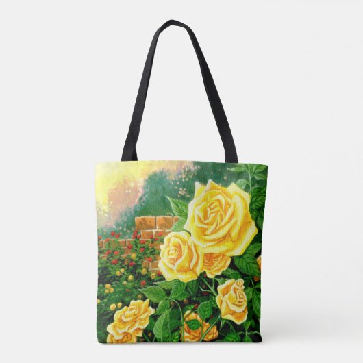 Gele rozenCanvas tas, geverfd Tote Bag (Achterkant)