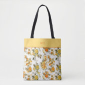 Gele rozenmonogrammed tote bag (Voorkant)
