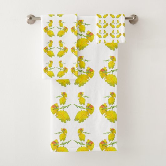 Gele rozenstof. bad handdoek (Insitu)