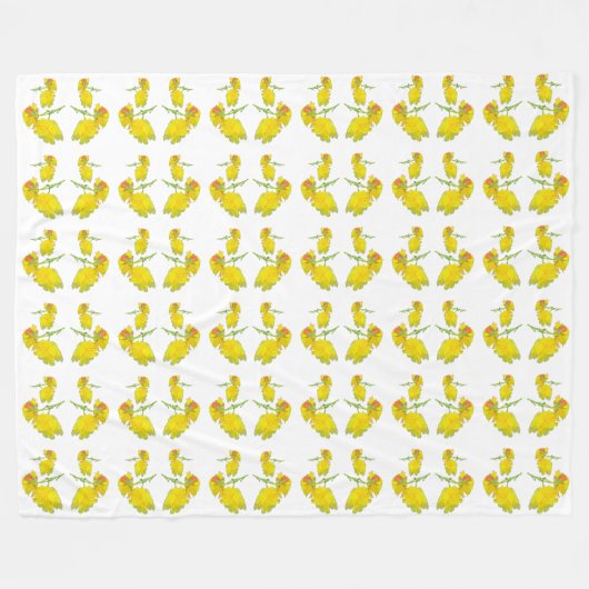 Gele rozenstof. fleece deken (Voorkant (Horizontaal))