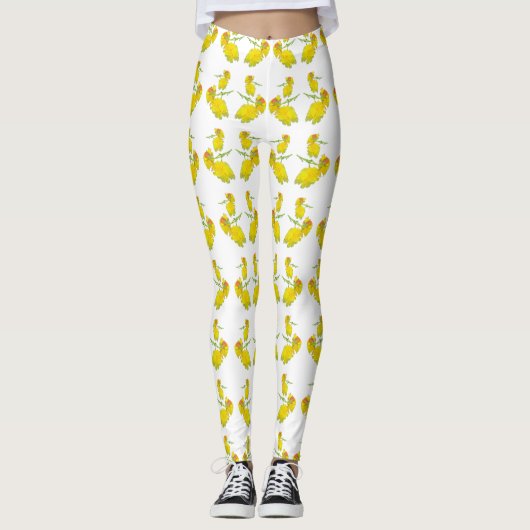 Gele rozenstof. leggings (Voorkant)