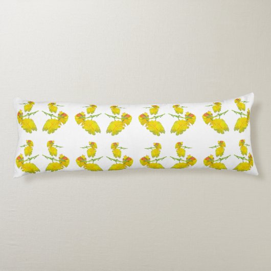 Gele rozenstof. lichaamskussen (Achterkant)