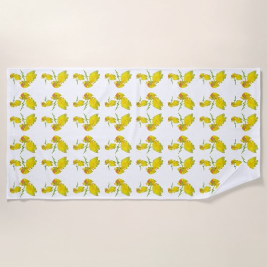 Gele rozenstof. strandlaken (Voorkant)