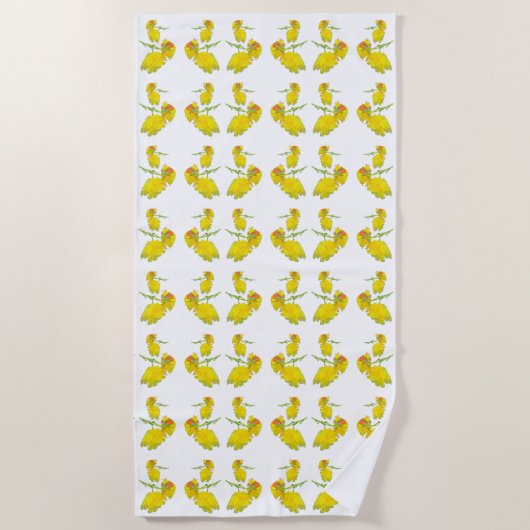 Gele rozenstof. strandlaken (Voorkant)