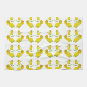 Gele rozenstof. theedoek