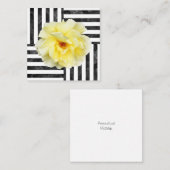 Gele rozenzwart en witte strepen notitiekaartje (Voorkant / Achterkant)