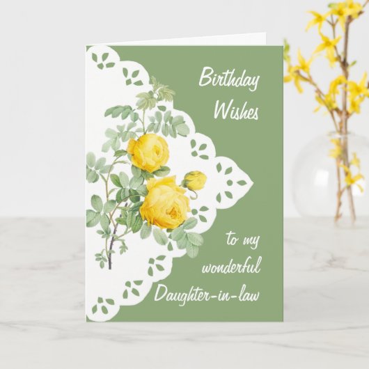  Gele Rozenzwendel schoondochter Kaart (Gele Bloem)