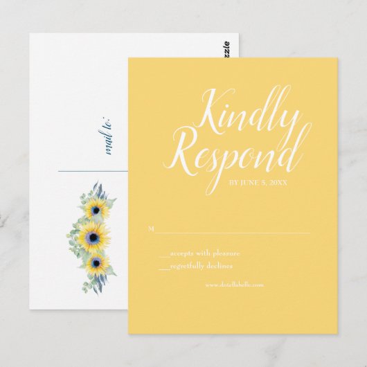 Gele RSVP Briefkaart (Voorkant / Achterkant)