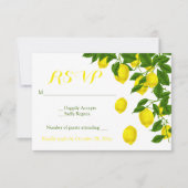 Gele RSVP Waterverf Citroenen Groene Bruiloft (Voorkant)