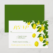 Gele RSVP Waterverf Citroenen Groene Bruiloft Kaartje (Voorkant / Achterkant)