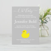 Gele Rubber Duck Baby shower Uitnodiging (Staand voorkant)