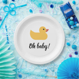 Gele Rubber Duck Bath Ducky Oh Baby shower Papieren Bordje