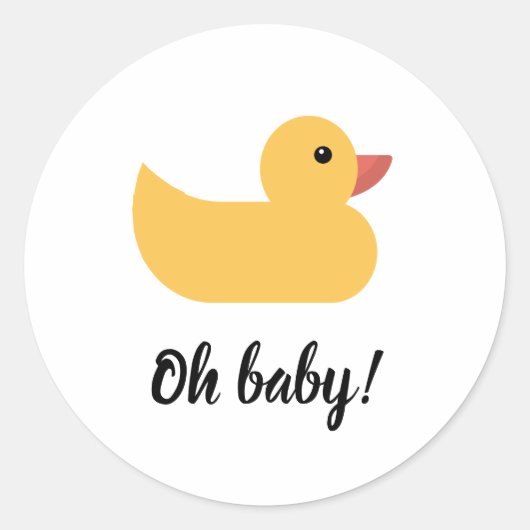 Gele Rubber Duck Bath Ducky Oh Baby shower Ronde Sticker (Voorkant)