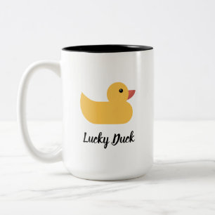 Gele Rubber Duck Bath Lucky Duck Tweekleurige Koffiemok